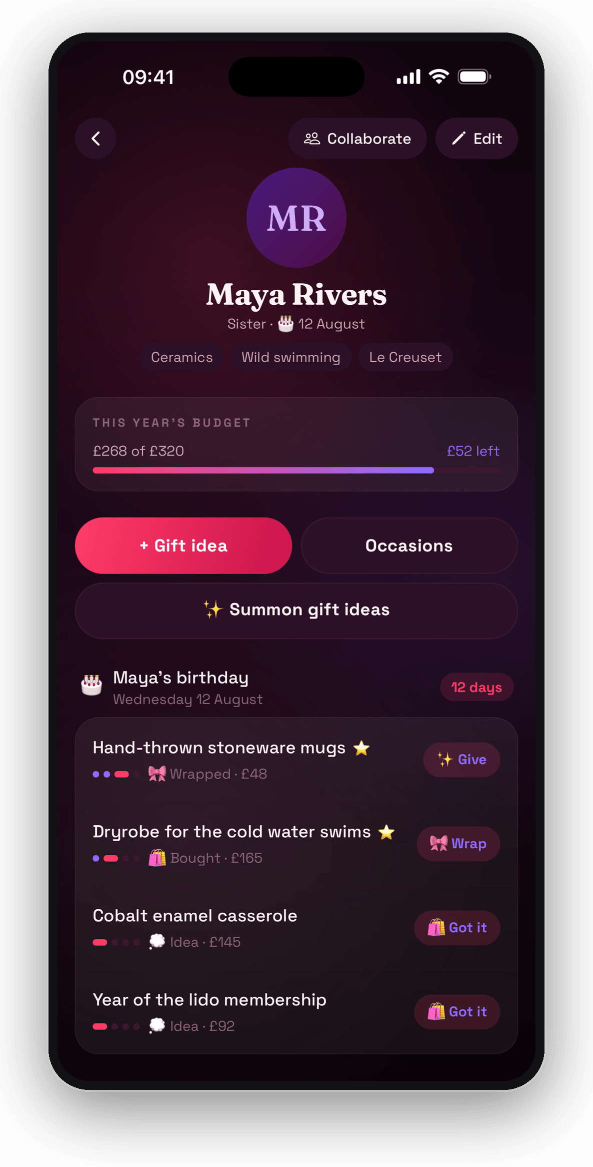 Gift It: One page per person