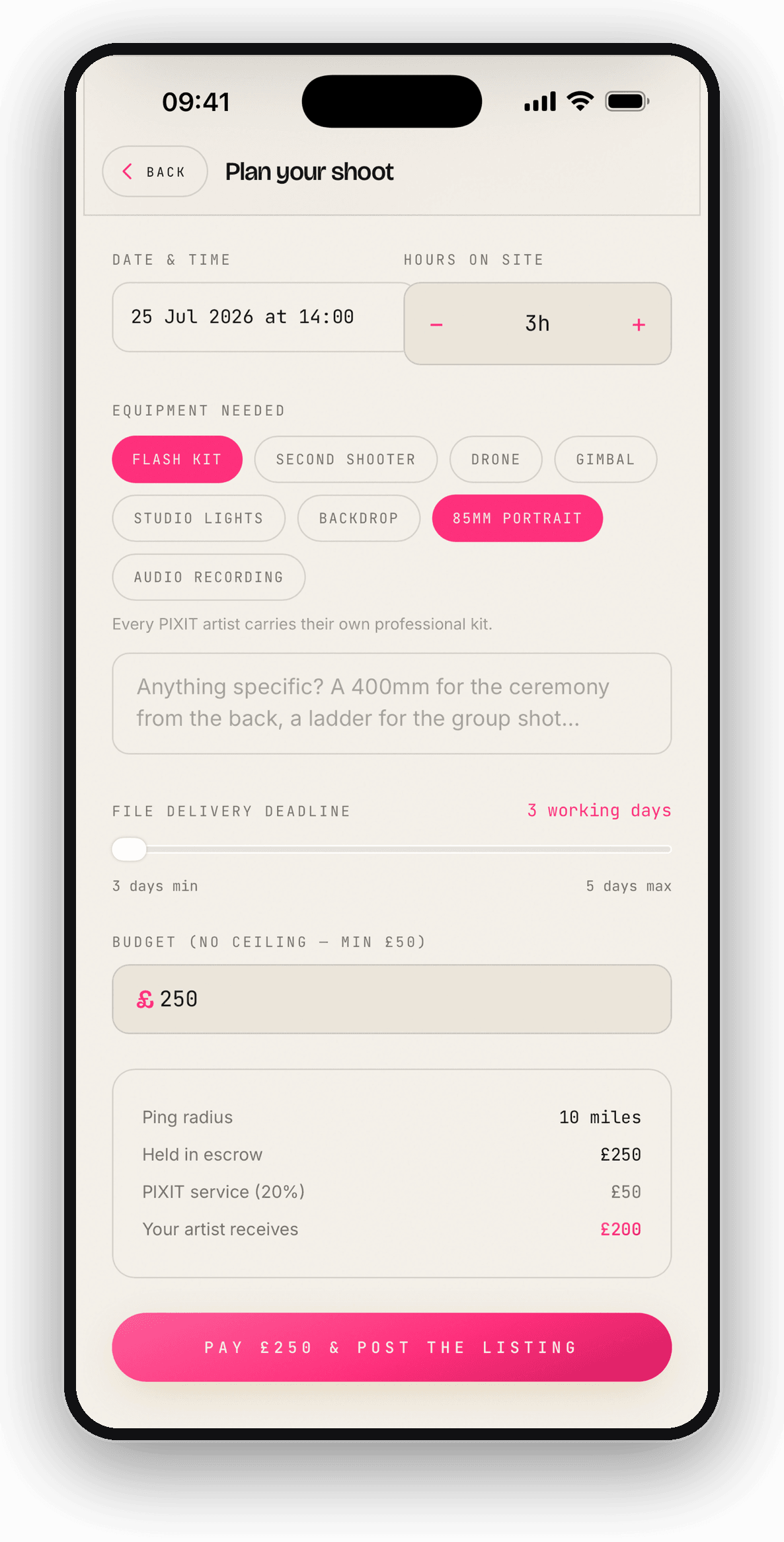 Pixit: Agree the money before anyone turns up