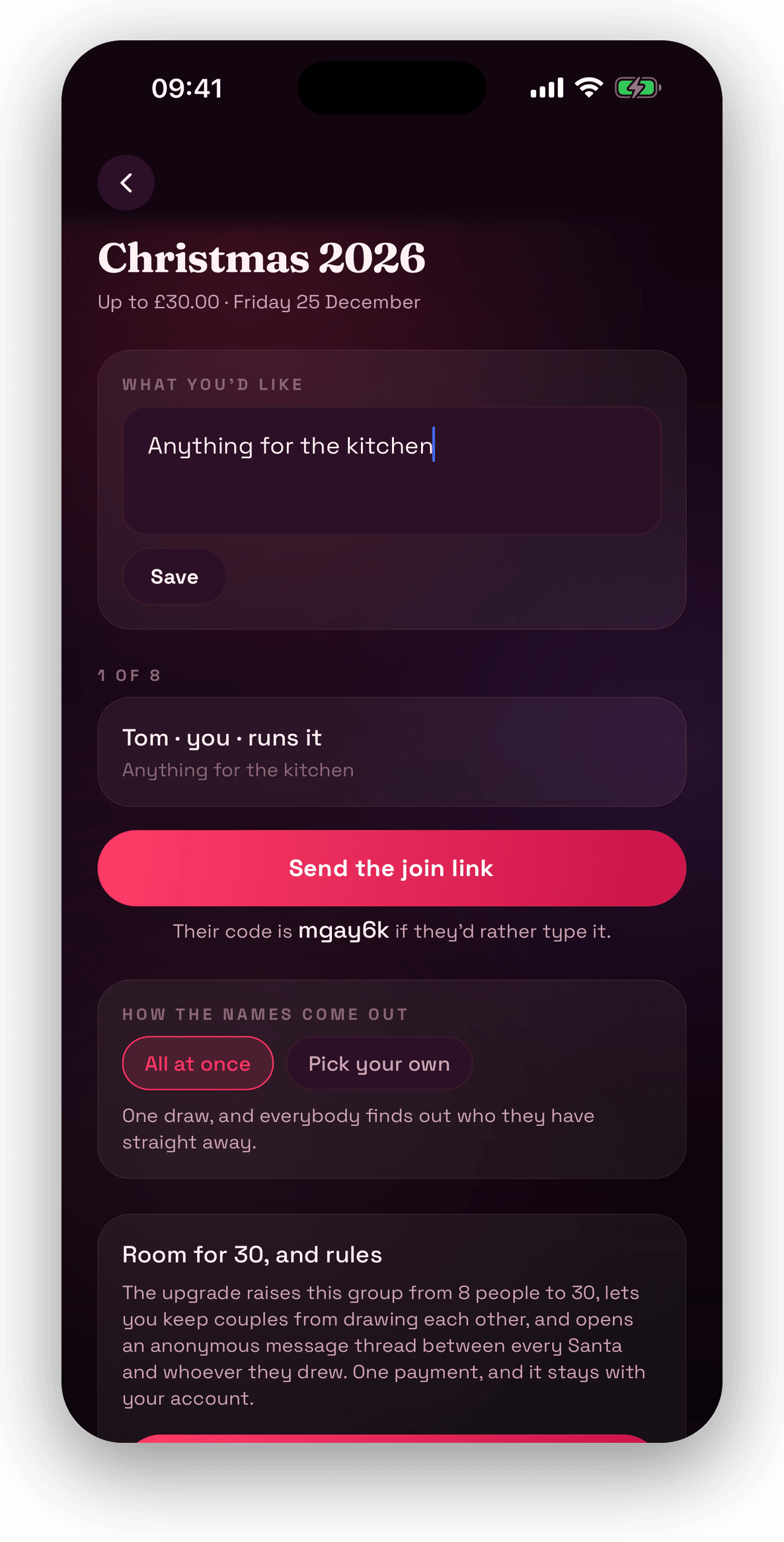 Gift It: Secret Santa, drawn in one place