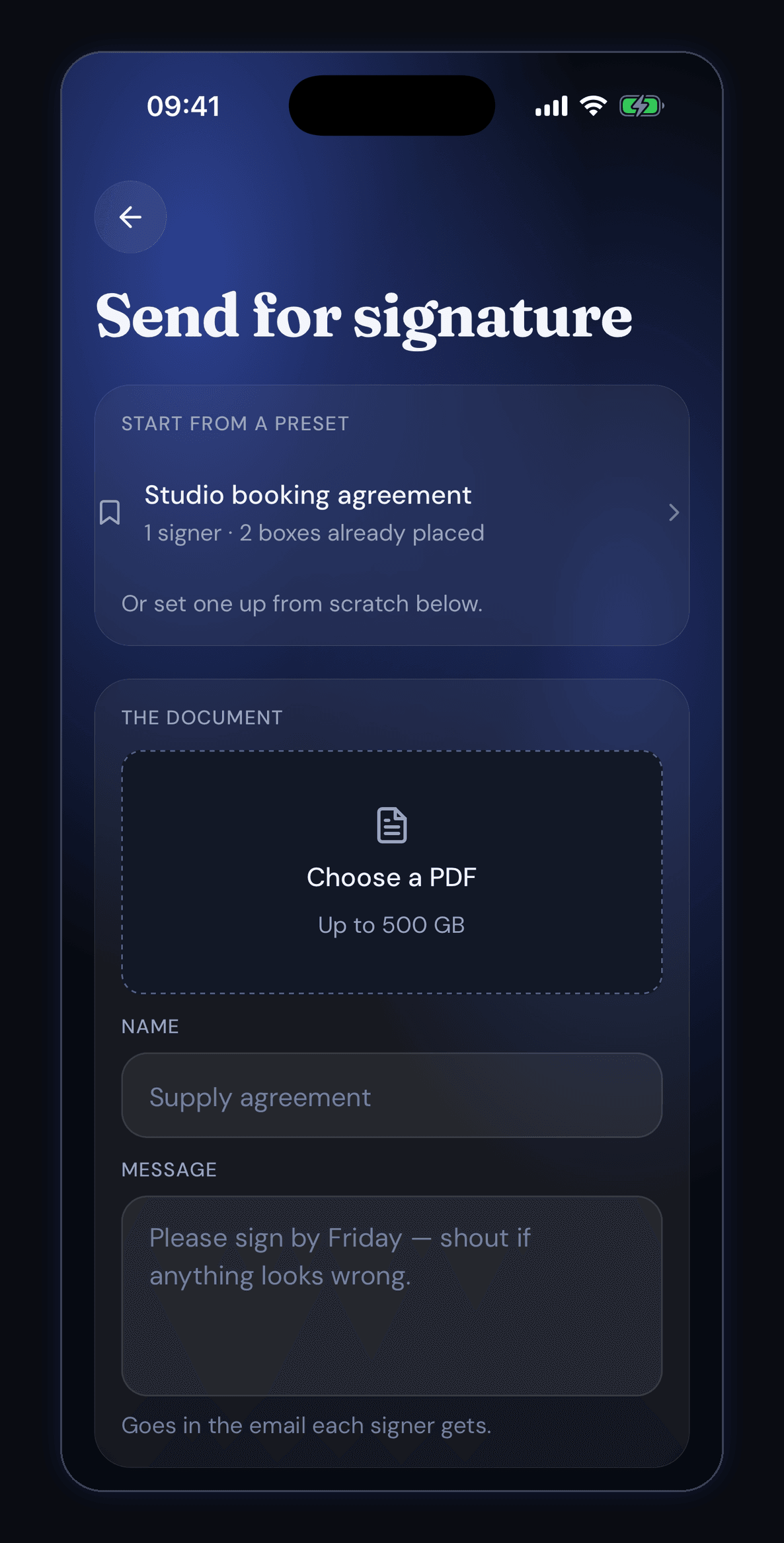Transferit: Sending something that has to be signed