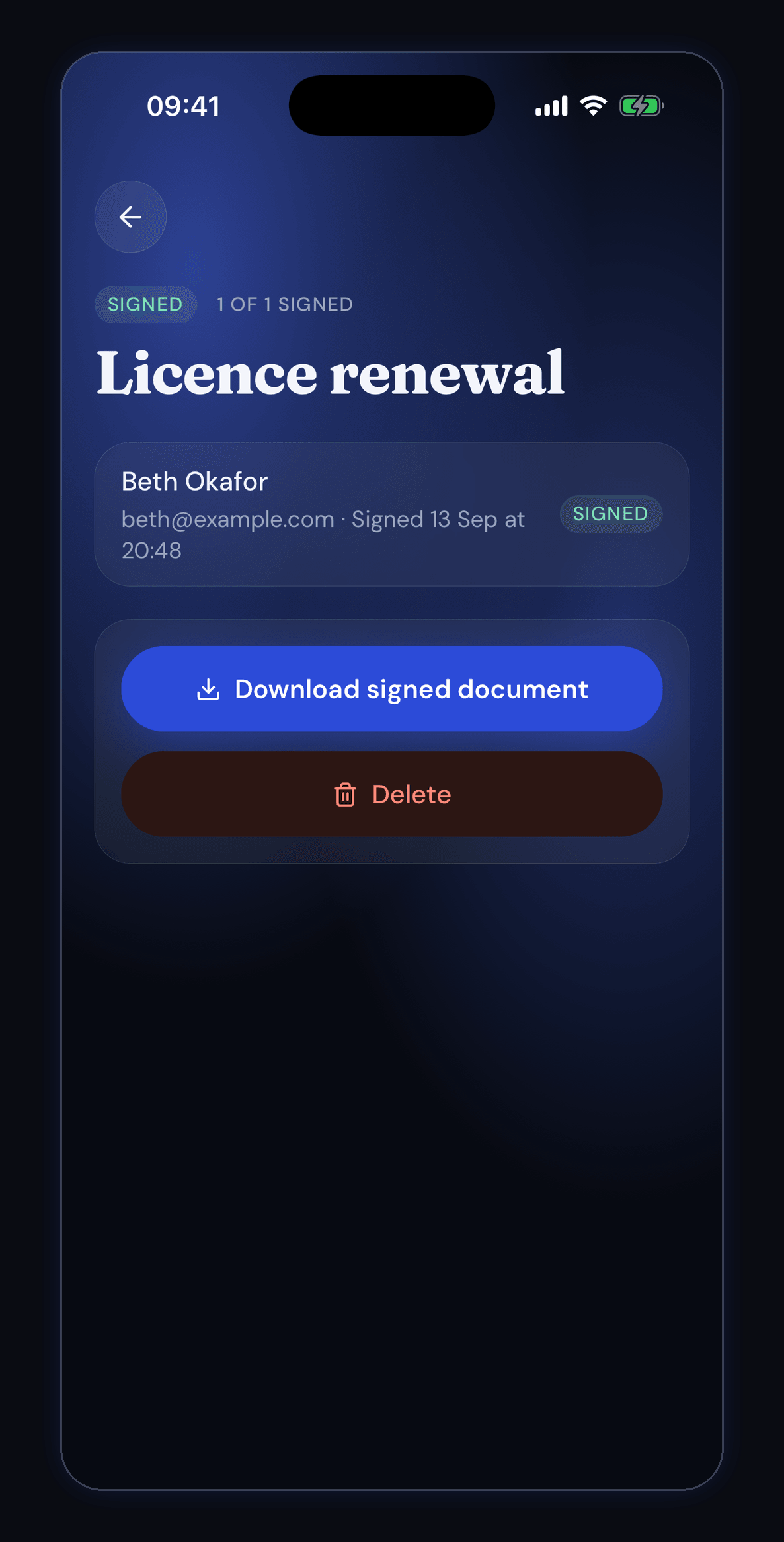 Transferit: Signed, with the record kept